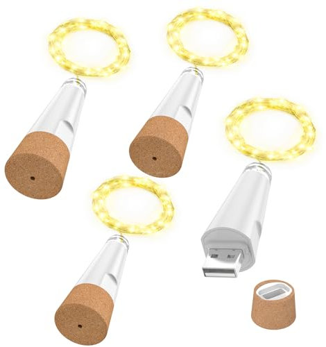 OUSMIN Luci della stringa, luci della bottiglia di vino ricaricabili USB con sughero, versione 2024 USB Fairy Light per il partito di Natale