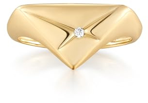ANIA HAIE Damen Ring Sunshine Chaser Kiss Triangle aus 925 Sterling Silber, besetzt mit einem Zirkonia, inkl. Geschenkverpackung