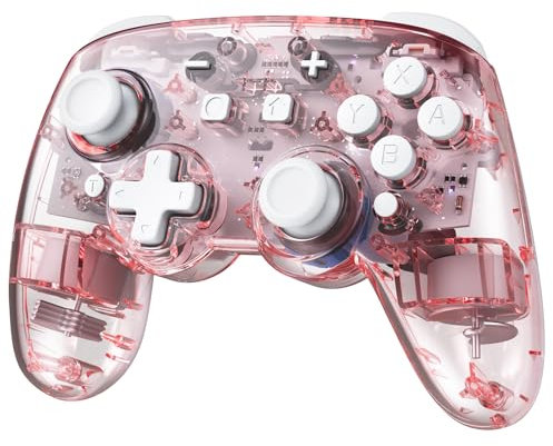 PALPOW Efecto Hall Mando Pro Switch 2, Mando Inalambrico Compatible con Nintendo Switch 2/OLED/Lite, RGB Bluetooth Controller con 7 LED Colores/Paddle/Turbo, Rosa