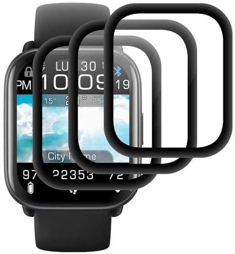 Beukei Vitre Protection pour Amazfit Active 42mm Verre Trempé, 3 Pièces Film Trempér [Dureté 9H][HD Claire][Sans Bulless][Anti Rayures] Protege Ecran