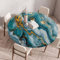 Tischdecke Rund 80 cm Blauer Goldmarmor Gartentischdecke Wetterfest Elastisch Abwaschbar Runde Tischdecke Outdoor Indoor Wiederverwendbare Table Cloth für Garten Restaurant