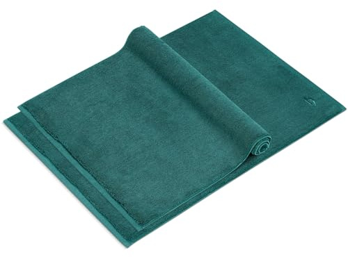 herzbach home Premium Badvorleger PURA | 50 x 70 cm 2er Set | 100% Baumwolle | Badteppich Doppelpack | Farbe: Ozeangrün