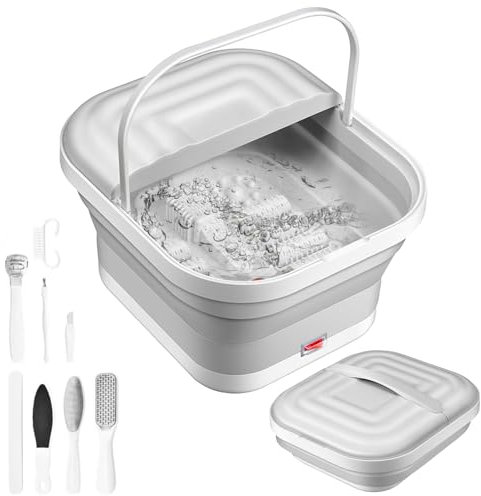 Fußsprudelbad mit Massage und Heizfunktion,Fuß-Massage-Gerät,Faltbares Fußmassagegerät,Sprudelfunktion,Klappbares Fußbad mit 8 Shiatsu-Rollen,Intelligente konstante Temperatur