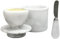 Vitrignis Butter Crock with Lid - Marble French Butter Dish with Knife Spreader - Butter Keeper for Counter with Water