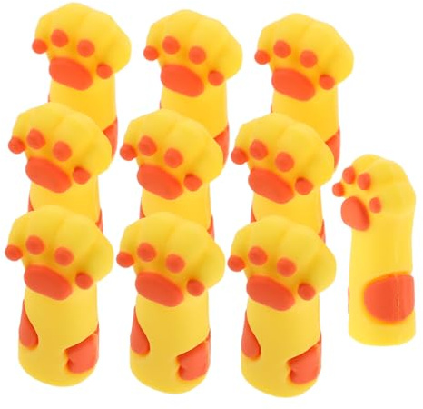 Fundas Protectoras de Silicona Amarilla, 10 Piezas, Pata de Gato | Herramientas de Manicura y Pinzas, Ajuste, Diseño Antideslizante, Reutilizables, Uso Diario