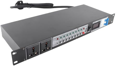 TIKATARER Power-Sequenzer-Conditioner mit 10 Ausgängen, Professioneller Netzteil-Controller für Audio-Video-Geräte mit übersichtlicher Digitalanzeige für DJ-Setup, Beschallung, Studio, Theater