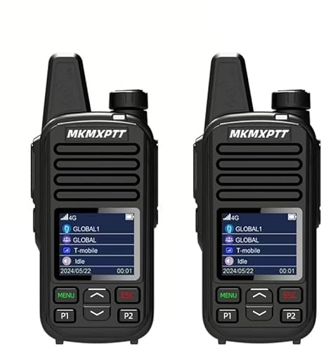 MKMXPTT Global 2G 4G Xin-POC Unlimited Distance Radio Remote Control Radio Police Fleet Bluetooth WiFi 8000KM with SIM Card Wearable Management Platform (2PCS)