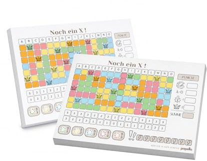 papello Noch ein X - A6 – Würfelspiel Ersatzblock, 2 Varianten | 80g/m² Papier, je 50 Blatt, 2 Feld-Layouts – Gesellschaftsspiel für Familienspiele & Reisespiele