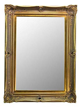 LARGE FABULOUS GOLD Victorian Antique Style Mirror with Deep Ornate Frame and complete with Premium Quality Pilkington's Glass - Overall Size: 32 inches x 42 inches (81cm x 107cm)