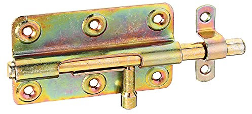 Alberts 128982 Bolzenriegel | mit rundem Griff und befestigter Schlaufe | galvanisch verzinkt, dickschichtpassiviert | Platte 100 x 59 mm | Bolzen-Ø 10 mm | Gesamtlänge 145 mm