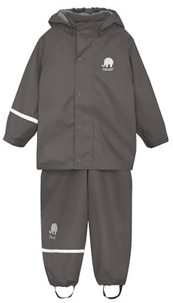 Celavi Jungen Basic Rainwear Set -Solid Pu Regenjacke, Grün, 110 EU