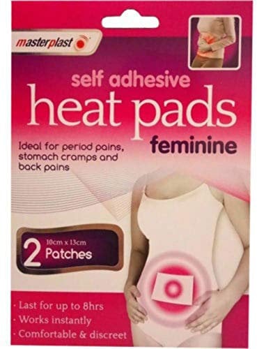 Masterplast Self Adhesive Feminine Heat Pads, Period Cramp & Pain Relief. Pack of 2, Heat Lasts Up to 8 Hours!
