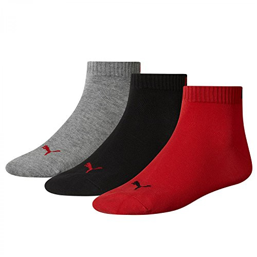 Puma Men's and Women's 3 Pair Invisible Sneaker Socks 13-15 Black/Red/Grey