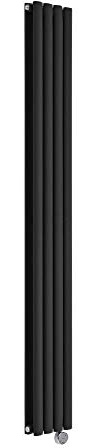 Milano Aruba 1000W Black Vertical Double Oval Panel Electric Radiator - 1780mm x 236mm