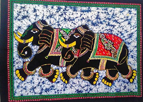 Traditional Jaipur Elefant Wandteppich, viel Glück, zum Aufhängen Hippie Poster, Indian Art Wand, Boho Wohnheim Room Decor
