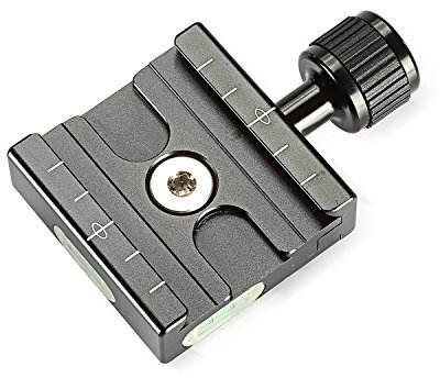 Neewer® Aluminium 50mm Quick Release Plate QR Clamp 3/8-inch with 1/4-inch Adapter and Built-in Bubble Level for Benro Acratech Kirk Wimberley Gitzo Manfrotto RRS Arca Swiss and Other Arca-Style Quick Release Plate