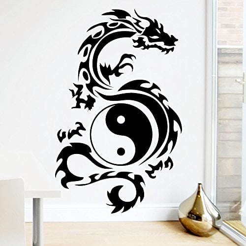 Wandtattoo Loft Wandaufkleber Drache Yin Yang Tribal Zeichen 30 Farben, 3 Größen