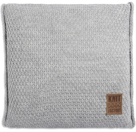 KNIT FACTORY - Jesse Quadratisches Zierkissen - Grau - 50x50 cm | Sofakissen mit Füllung und Bezug - Couchkissen - Zierkissen - Gestrickter Dekokissen - Zeitloses Design