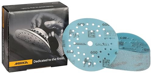 Mirka Galaxy papel de lija epoxi 125mm velcro grano 600 para el lijado de resina epoxi, madera, epoxi, rivertable / 50 unidades discos de lijado