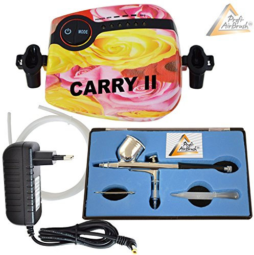 Carry II Rosa Professional Airbrush Compressor Set For Airbrush Colours, Double Action Airbrush 130 D with 0.3 mm Nozzle, Ideal Airbrush Kit for Nail Art, Makeup