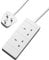 rhinocables - 2 Gang Mains Extension Lead | 13 Amp Power Strip Extender | BS1363 Compliant | Suitable for Home & Office | 15m Cord for Dual 3 Pin UK Plug, 15m WHITE