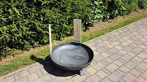 Czaja Feuerschale Ø 80 cm mit 2 er Set Flammlachsbrettern 2er Set Räucherbrett aus Buchenholz inkl. Edelstahlhalterungen