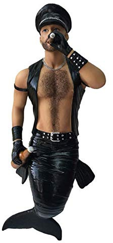 December Diamonds Smokin Hot in Black Leather Merman Christmas Holiday Ornament
