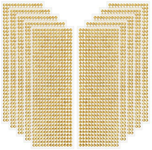 Edivoi Strasssteine - runde Glitzersteine 5040 Stück 5 mm selbstklebend zum Verzieren und Basteln | Schmucksteine zum aufkleben | Steinchen Dekosteine Bastelsteine (Gelb)