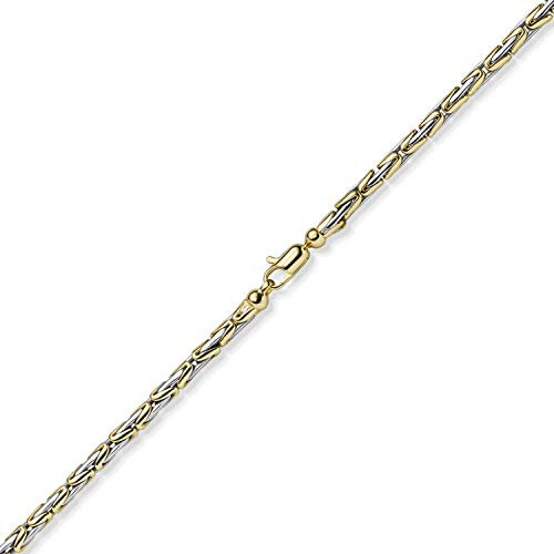 3mm Armband Armkette runde Königskette 585 Gold gelb/weiß bicolor 19cm Unisex