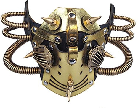 Ubauta Steampunk Ledermaske Cosplay Maske Punk Rivet Maskerade Maske-Gold