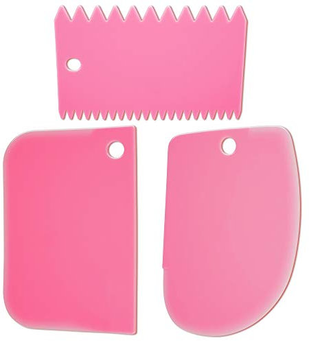 MoNiRo 3er Set Silikon Teigkarte Teigschaber in pink - Wiederverwendbare Teigschaber aus Silikon - Spachtel - Teigkarte Silikon - Teigschaber Silikon - Teigschneider - Teigschaberkarte – Scraper