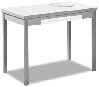 ASTIMESA Mesa de Cocina con Alas de Cristal Blanco 100x60 cms