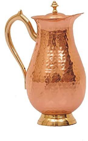 Carafe en cuivre pur pour la guérison ayurvédique sans doublure intérieure - 1,5 L (modèle 2)