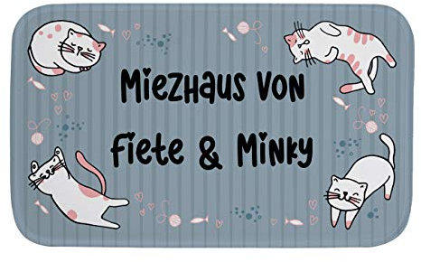 Herz & Heim® Personalisierte Futternapf-Matte 76 x 45 cm mit Wunschname Katze