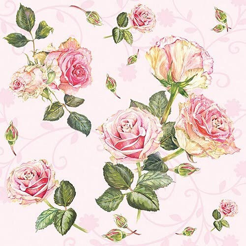 20 Servietten Schönheit der Rosen rosa | Blumen | Hochzeit | Sommer | zeitlos | Tischdeko 33x33cm