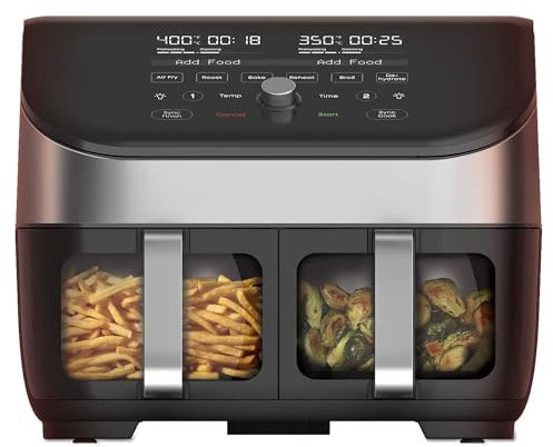 Instant Vortex Plus XL 8QT ClearCook Freidora de aire, ventanas transparentes y opciones de programa personalizadas, funciones 8 en 1 que cruje, asa, deshidrata, hornea, recalienta, de los fabricantes