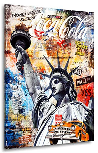 Kunstgestalten24 Leinwandbild Städte New York Liberty Pop Art Color Style Wandbild Kunstdruck Wanddeko XXL