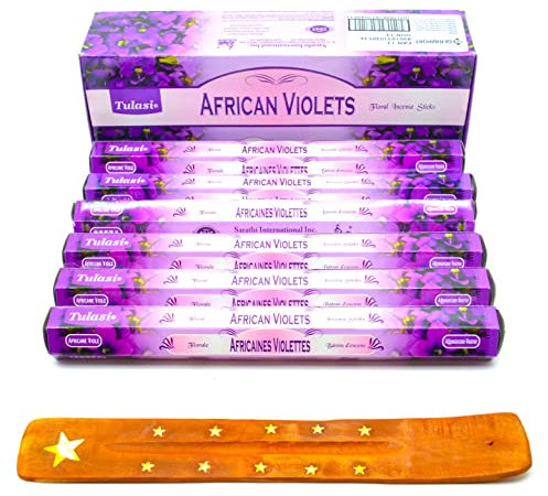 120 afrikanisch Veilchen Usambaraveilchen Räucherstäbchen Joss Sticks 120 X Räucherstäbchen Raumduft mit Aschenbecher Fänger aus Asche