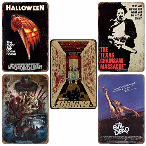 AHZFOX Vintage-Horror-Dekor Blechschild Horror-Poster Schlafzimmer Höhle des Menschen Riegel Vereine Horror-Wanddekoration 8 x 12 5St