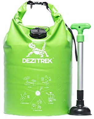 Dezitrek LARGE All in One Hand Wash Bag and Plunger Set - Off Grid Washing Machine Non Electric for Camping Travel | Eco Friendly Portable Manual Clothes Washer Laundry Bag for RV's, Apartments