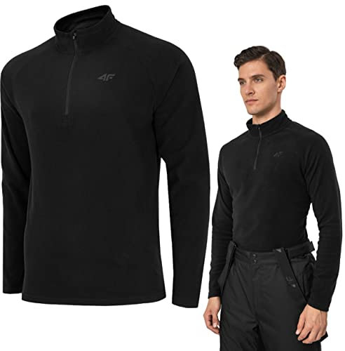 4F Herren Fleecejacke für Ski Thermo Fleece Pullover Skiunterwäsche (as3, Alpha, l, Regular, Regular, Schwarz, L)