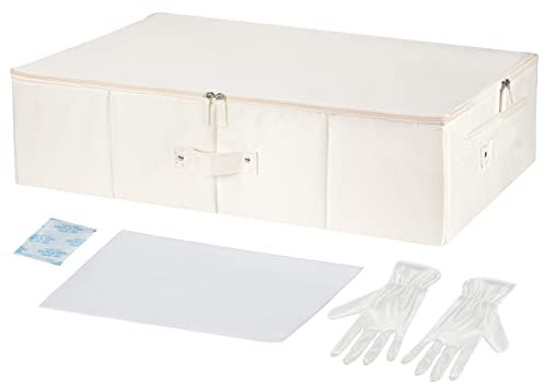 Yakucho Hochzeitskleid-Box – Konservierungsbox mit 20 Blatt säurefreiem Seidenpapier zur Aufbewahrung von Hochzeitskleidern, Aufbewahrungsbox-Set (beige)