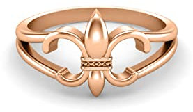 925 Sterling Silber Fleur de Lis Ring Saints Ring Französische Lilie Blumenring (Roségold Vermeil, 53)