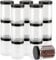 ZEONHEI 16 Pack 450ml Plastic Jars with Black Lids, 15oz Small Refillable Clear Plastic Containers, Round Empty Leak-Proof Storage Spice Jars for Slime Making Kitchen Travel DIY Cosmetic Crafts