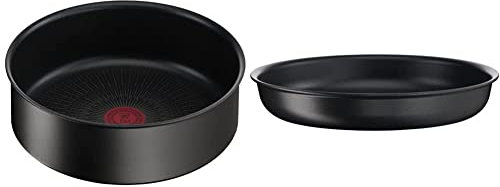 Tefal Ingenio Eco Resist Sauteuse 24 cm, Induction, Indicateur de démarrage de cuisson, L3973502, Noir & Ingenio Eco Resist Poêle 28 cm, Induction, Indicateur de démarrage de cuisson, L3970602