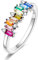 NARMO 925 Sterling Silber Ringe für Frauen Bunte Regenbogen Süßigkeiten Ringe für Mädchen Größe 54mm