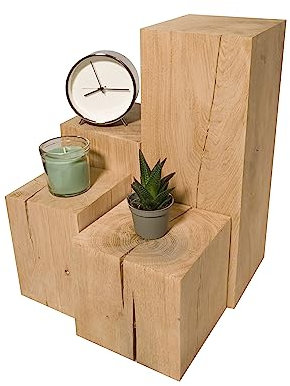 Holzblock, Blöcke aus massivem Eichenholz 20x20x...cm, Eichensäulen, Holzklotze, Hocker, Blumenständer, Holzdeko für Haus, Naturprodukt, rustikaler Stil, Handarbeit (20x20x40cm)