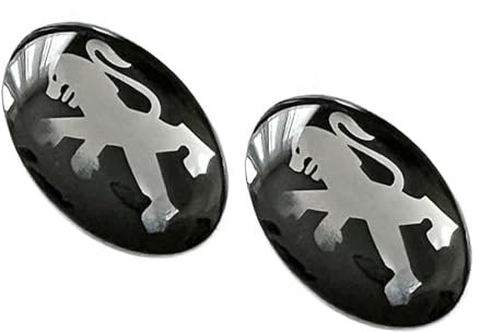 2 Stück Aufkleber 14mm Diameter für Peugeot. Sticker mit Emblem. Mit einem transparent Silikonshutz