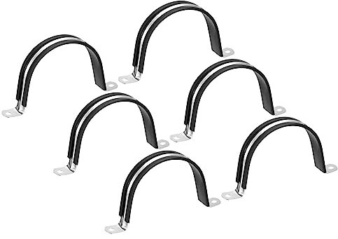 sourcing map 6Stk 100mm(3-15/16) Rohrschellen Kabel Klemme Gummi Leitung Riemen Gummi Gepolstert 304 Edelstahl Schlauch Klemme U Form Metall Klemme Rohr Halter für Rohr Leitung Draht