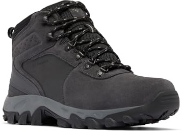 Columbia Mens Newton Ridge Plus II Suede Waterproof, Shark/Black, 10